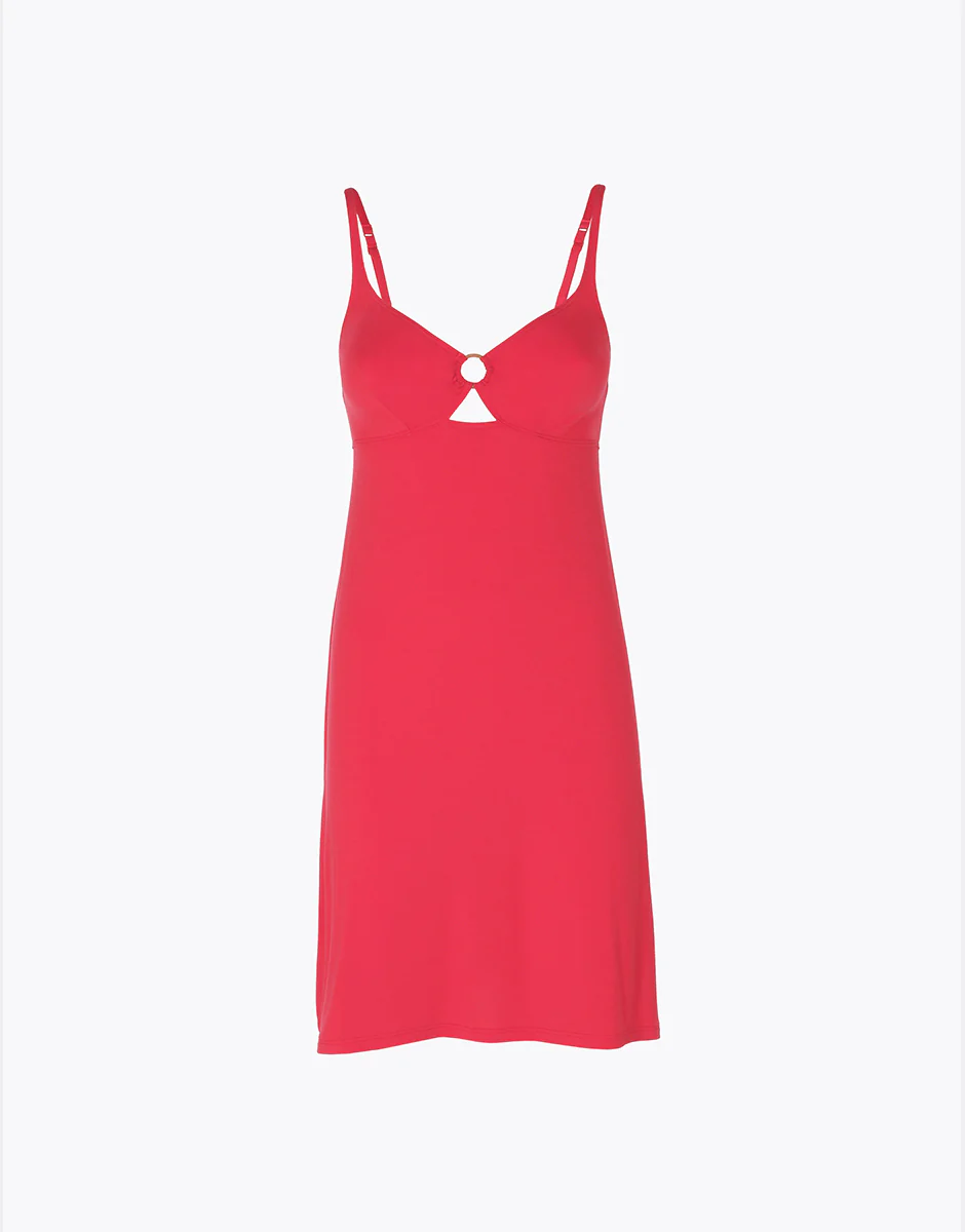 Abitino con accessorio in jersey di viscosa, rosso ibisco - Image 3