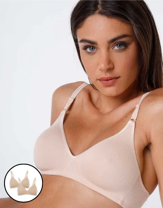 Bipack reggiseni senza ferretto Cotton Line in cotone, nude