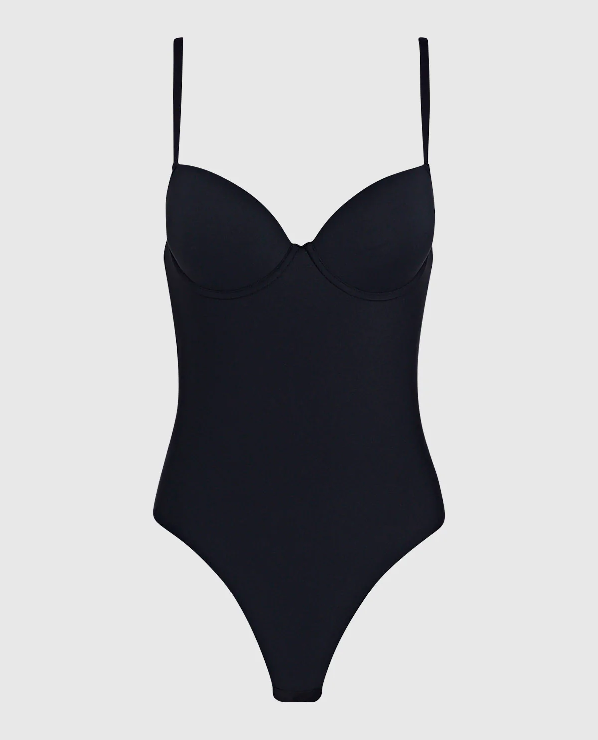 Body con ferretto imbottito perizoma Smooth Shaping in microfibra, nero - Image 3