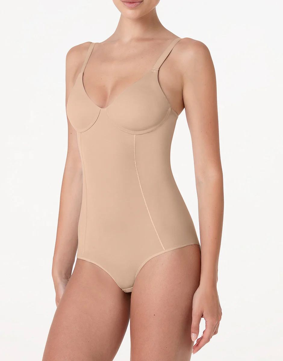 Body senza Ferretto Modellante Sculpt Shaping in microfibra, nudo chiaro - Image 3