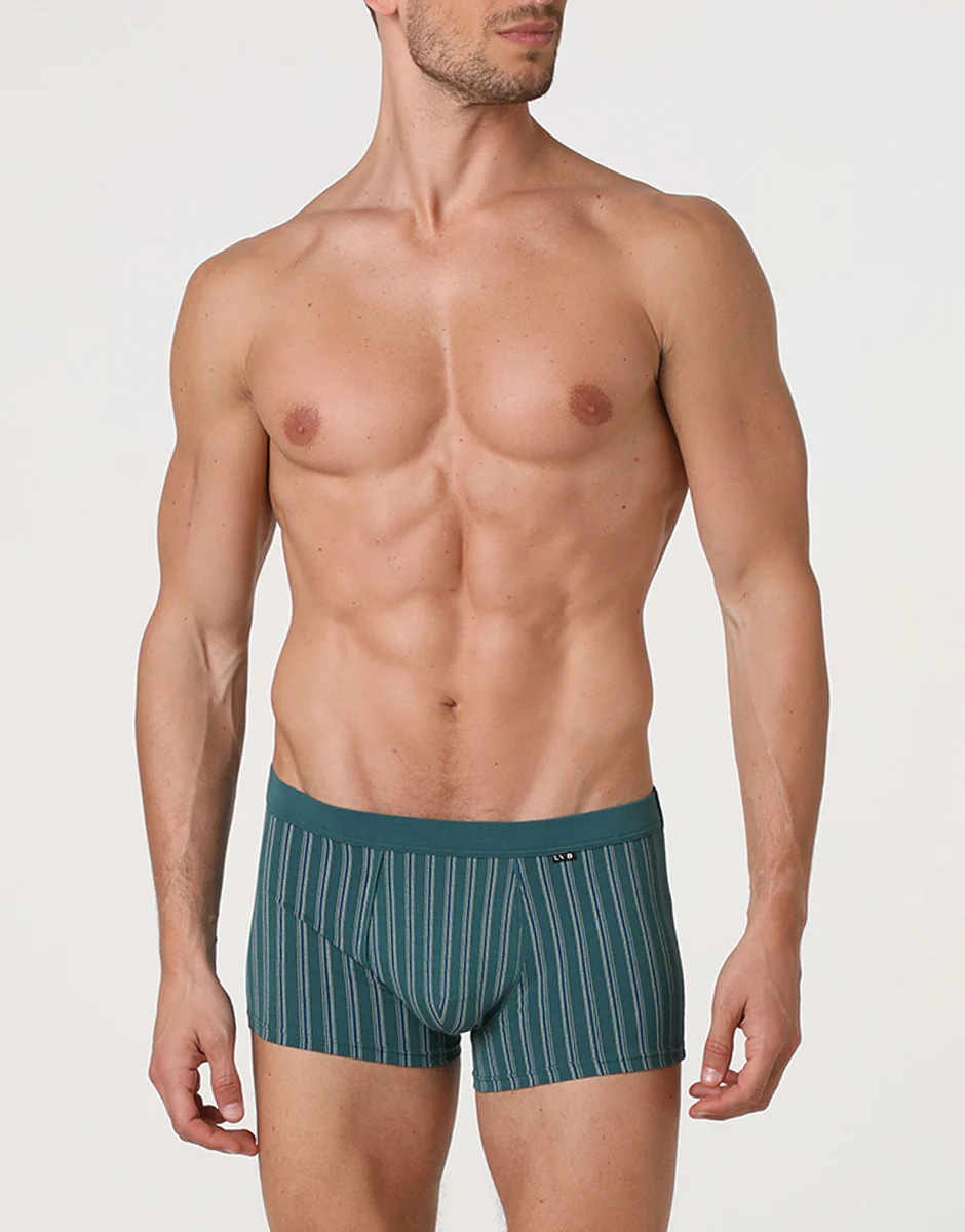 Boxer Casual Stretch Cotton, verde mediterraneo righe - Image 2