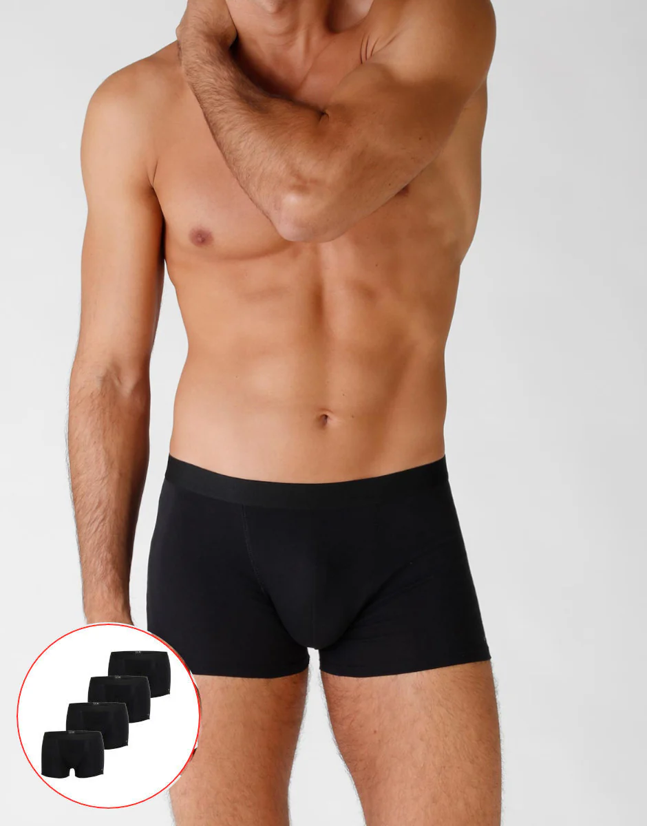 Boxer in cotone elasticizzato, confezione x4 nero
