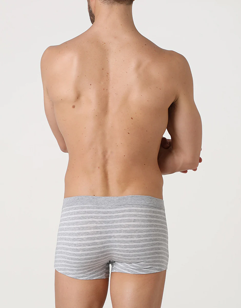 Boxer Jacquard Cotton Modal, grigio melange righe - Image 2