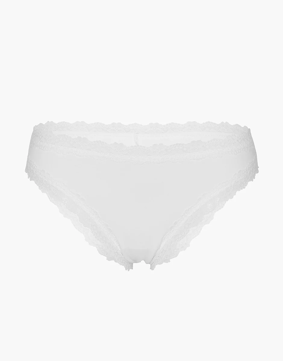Brasiliano Lacy Micro in microfibra con pizzo, bianco - Image 5