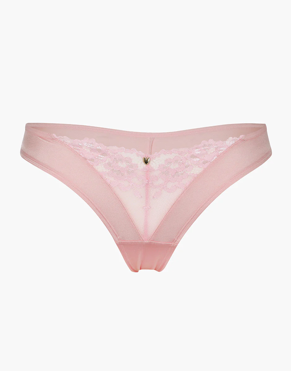 Brasiliano Lux Lace in microfibra e pizzo, rosa confetto - Image 5