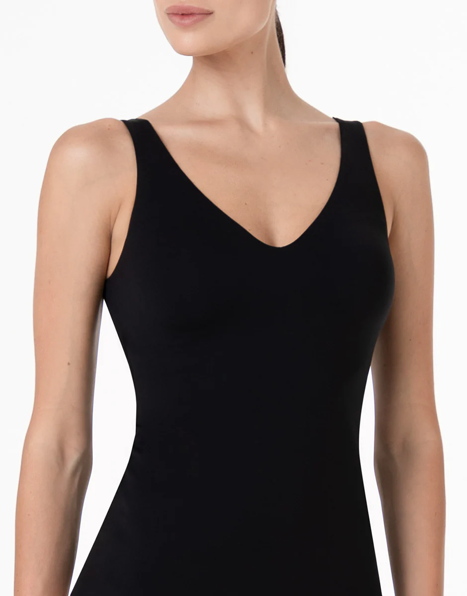 Canotta Scollo a V con Reggiseno Integrato Invisible Fusion in microfibra, nero - Image 3