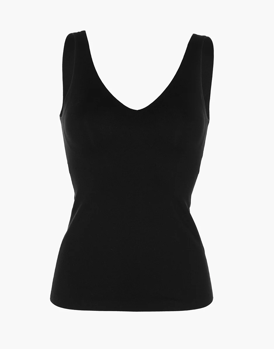 Canotta Scollo a V con Reggiseno Integrato Invisible Fusion in microfibra, nero - Image 4