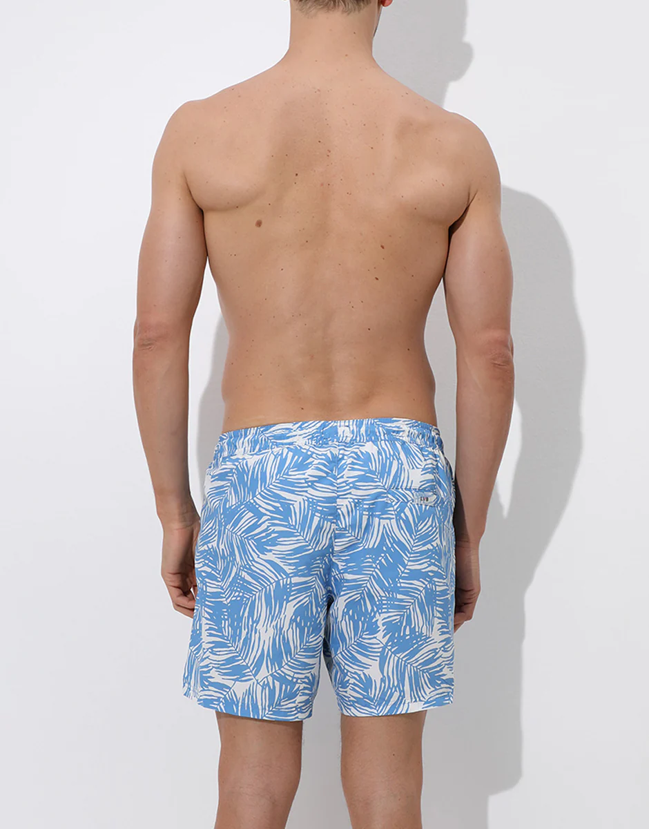 Costume Boxer Trendy Manopesca, azzurro stampa foglie - Image 3