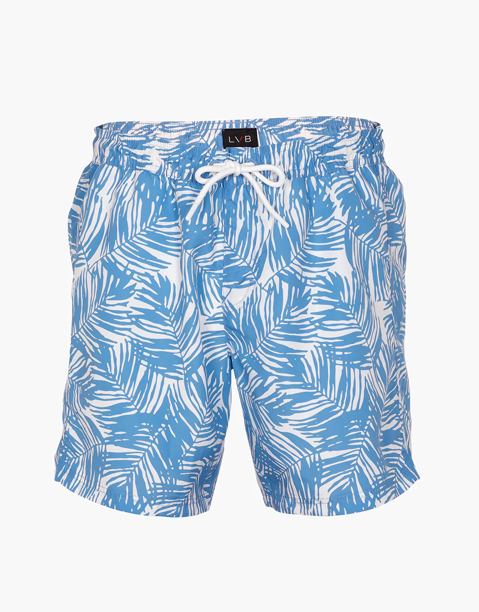 Costume Boxer Trendy Manopesca, azzurro stampa foglie - Image 4