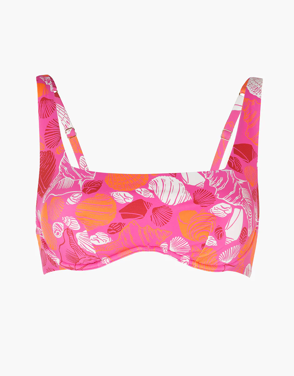 Costume Reggiseno Brassiere con Ferretto RCS Recycled, fucsia stampa conchiglie - Image 6