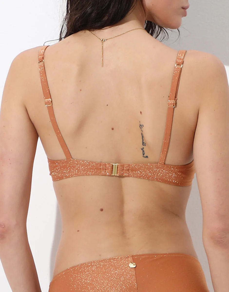 Costume Reggiseno con Ferretto Coppa Invisible Plain Lurex, rame - Image 2