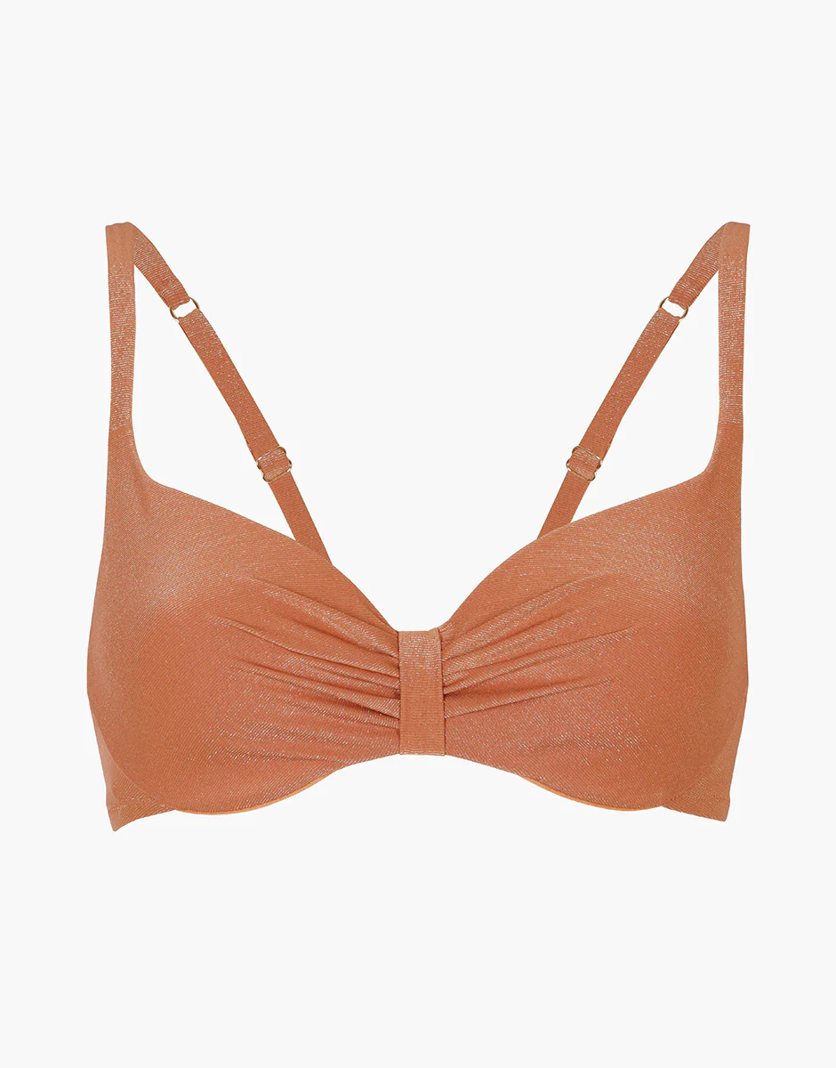 Costume Reggiseno con Ferretto Coppa Invisible Plain Lurex, rame - Image 5