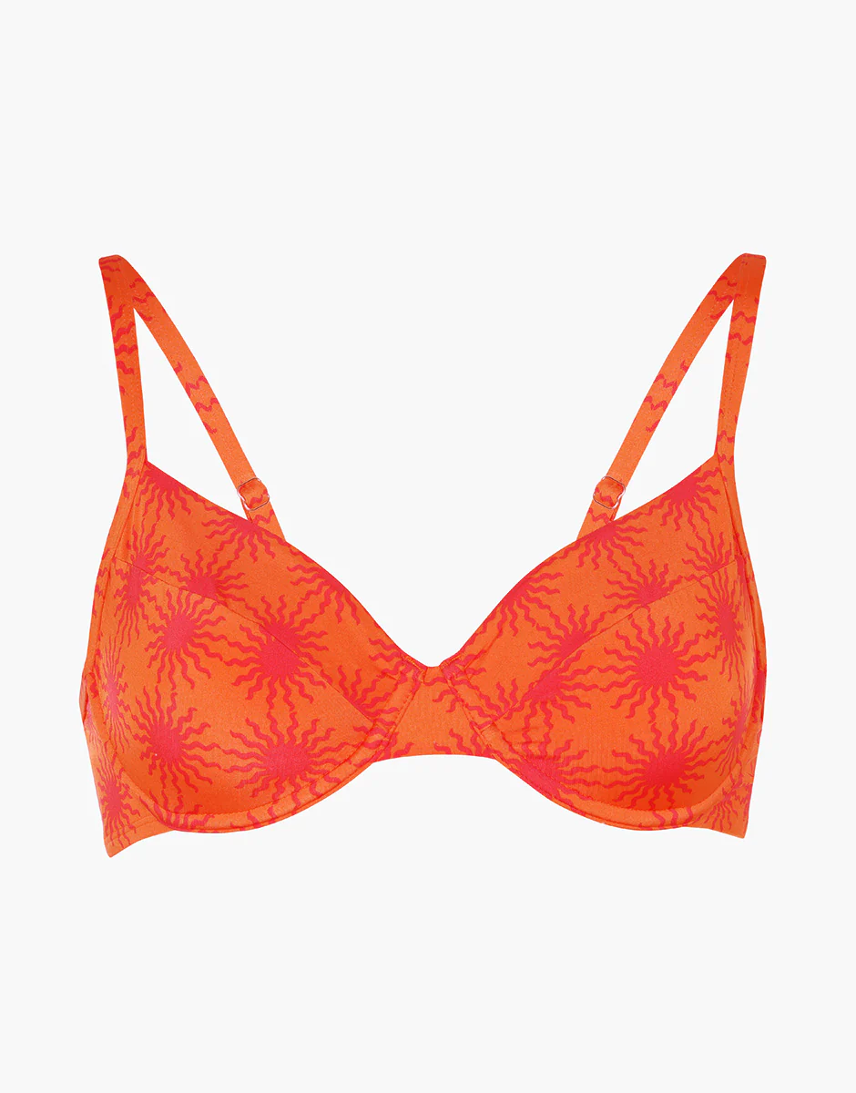 Costume Reggiseno con Ferretto Essential Micro, arancione stampa sole - Image 6