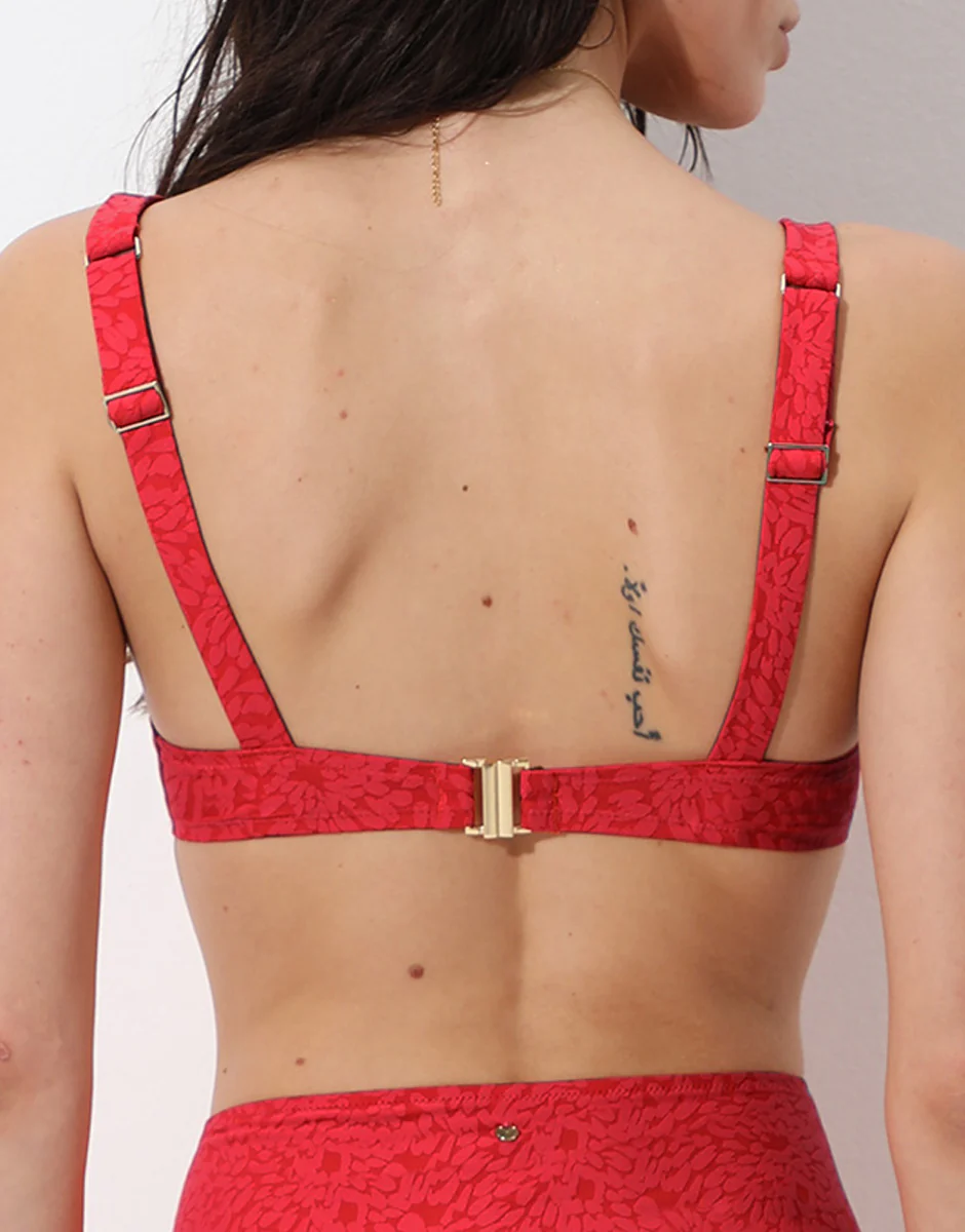 Costume Reggiseno con Ferretto Festival Jacquard, rosso ibisco - Image 3