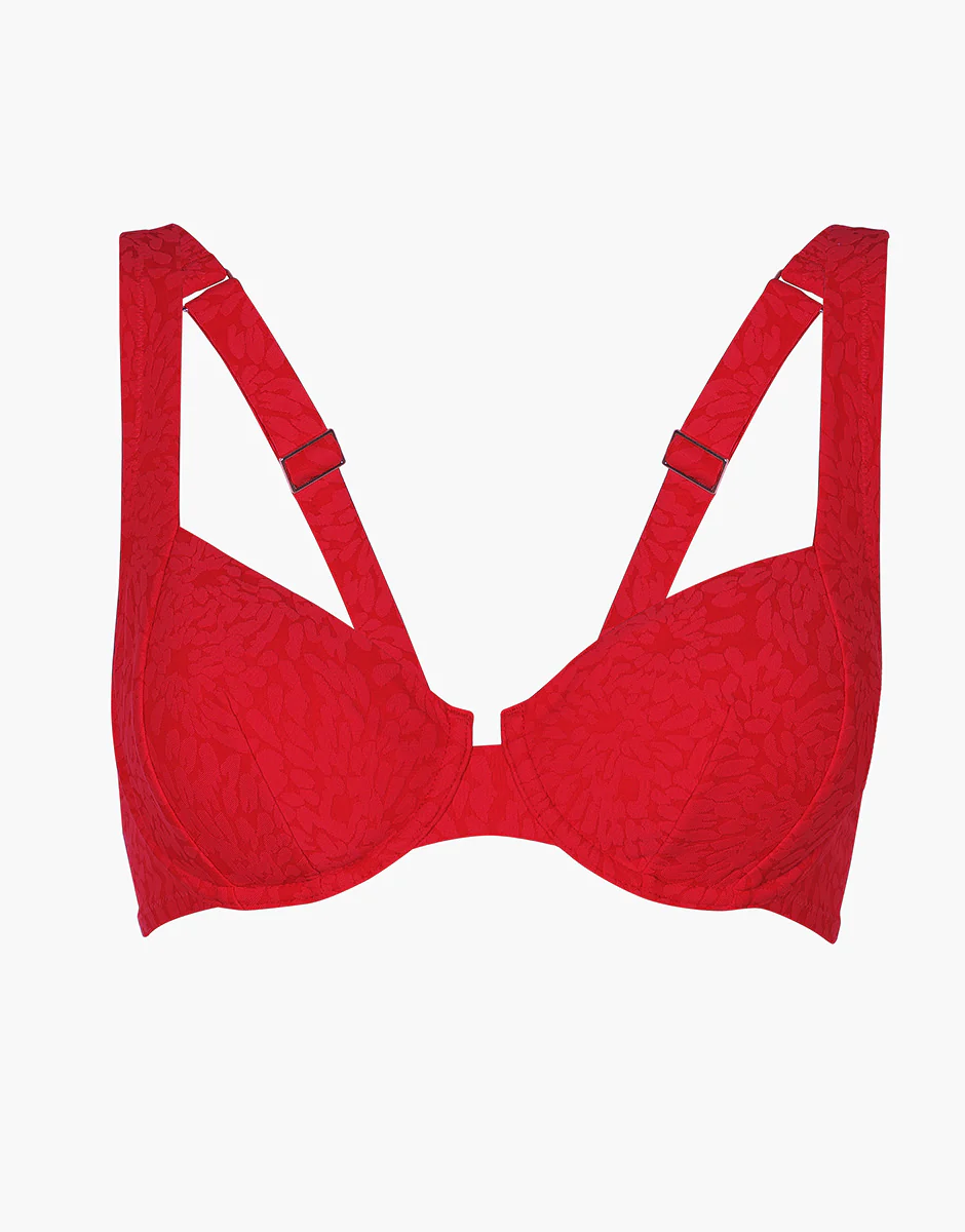 Costume Reggiseno con Ferretto Festival Jacquard, rosso ibisco - Image 6