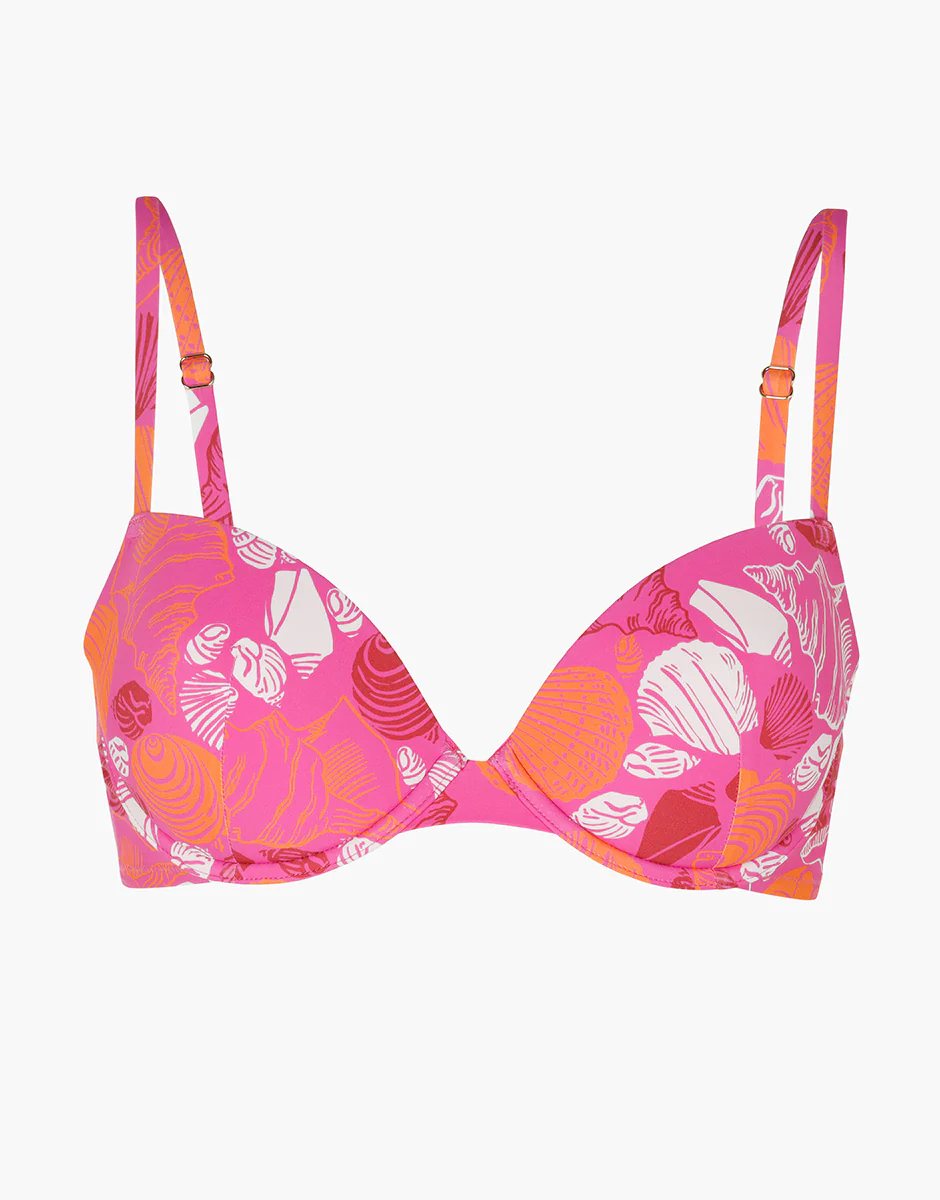 Costume Reggiseno con Ferretto Push-Up RCS Recycled, fucsia stampa conchiglie - Image 6