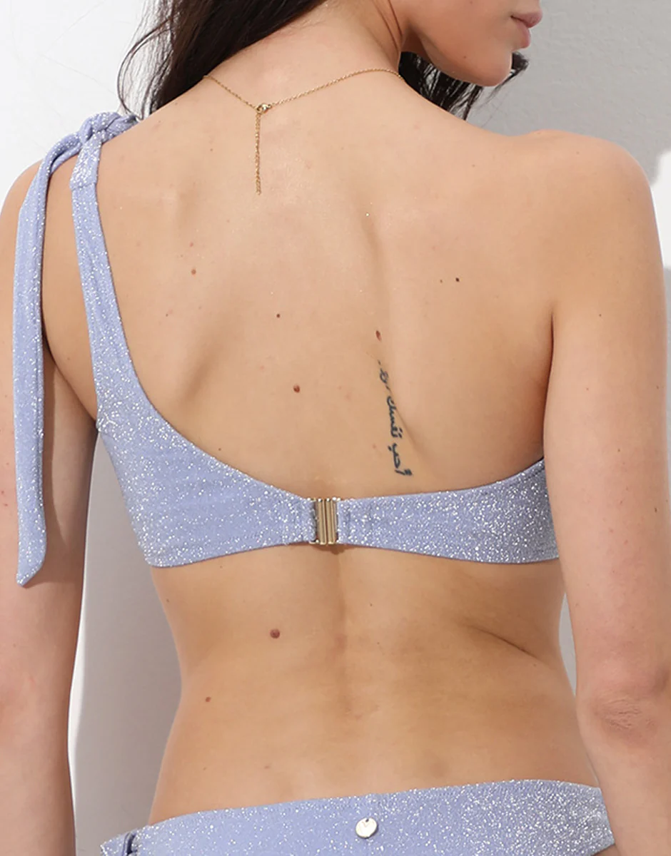Costume Reggiseno Fascia Monospalla senza Ferretto Sparkly Micro, azzurro polvere lillato - Image 3