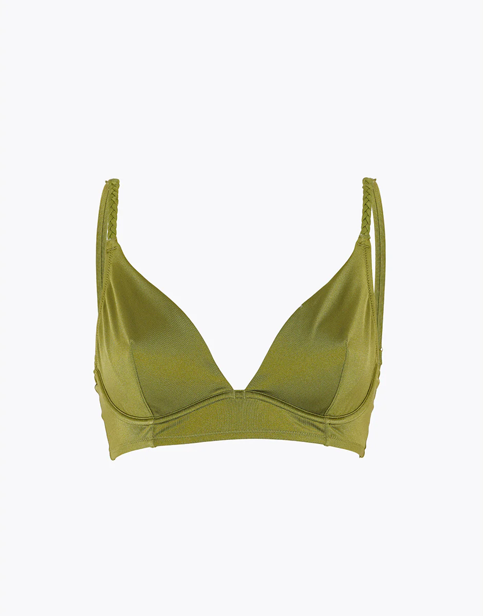 Costume Reggiseno Triangolo con Ferretto Braid Shiny Micro, verde cardamomo - Image 5