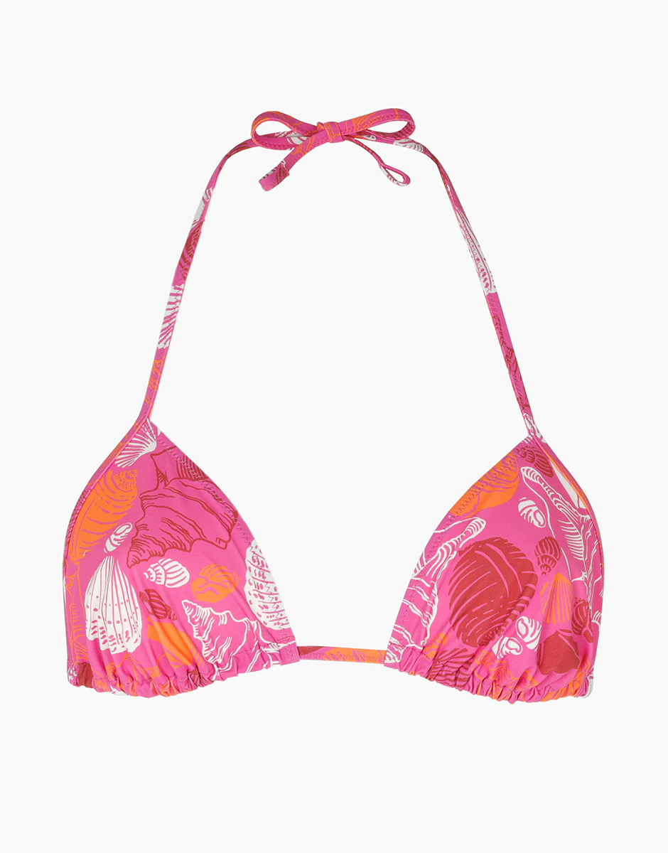Costume Reggiseno Triangolo con Laccetti RCS Recycled, fucsia stampa conchiglie - Image 6