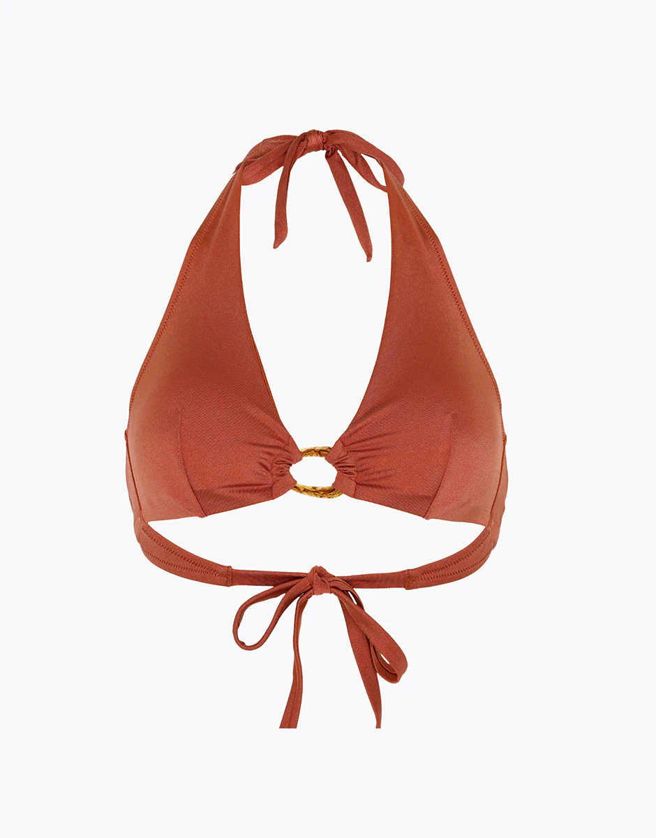 Costume Reggiseno Triangolo Imbottito senza Ferretto Glam Shiny Micro, terra - Image 6