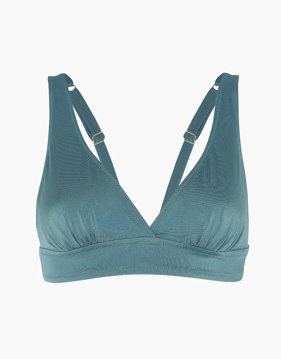 Costume Reggiseno Triangolo Imbottito senza Ferretto Plain Trendy Shiny Micro, verde mediterraneo - Image 6