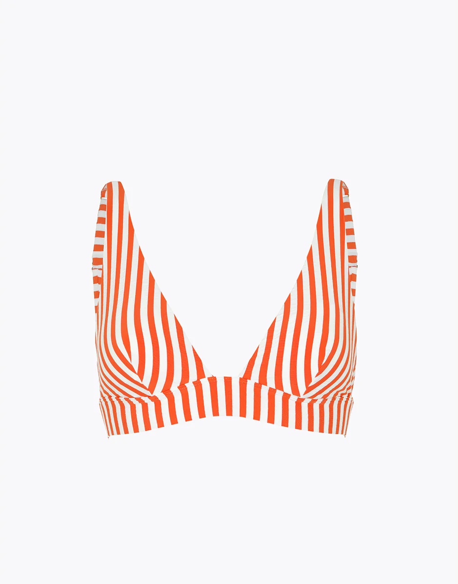 Costume Reggiseno Triangolo Imbottito senza Ferretto Resort Wavy Micro, righe arancio pesca e avorio - Image 6