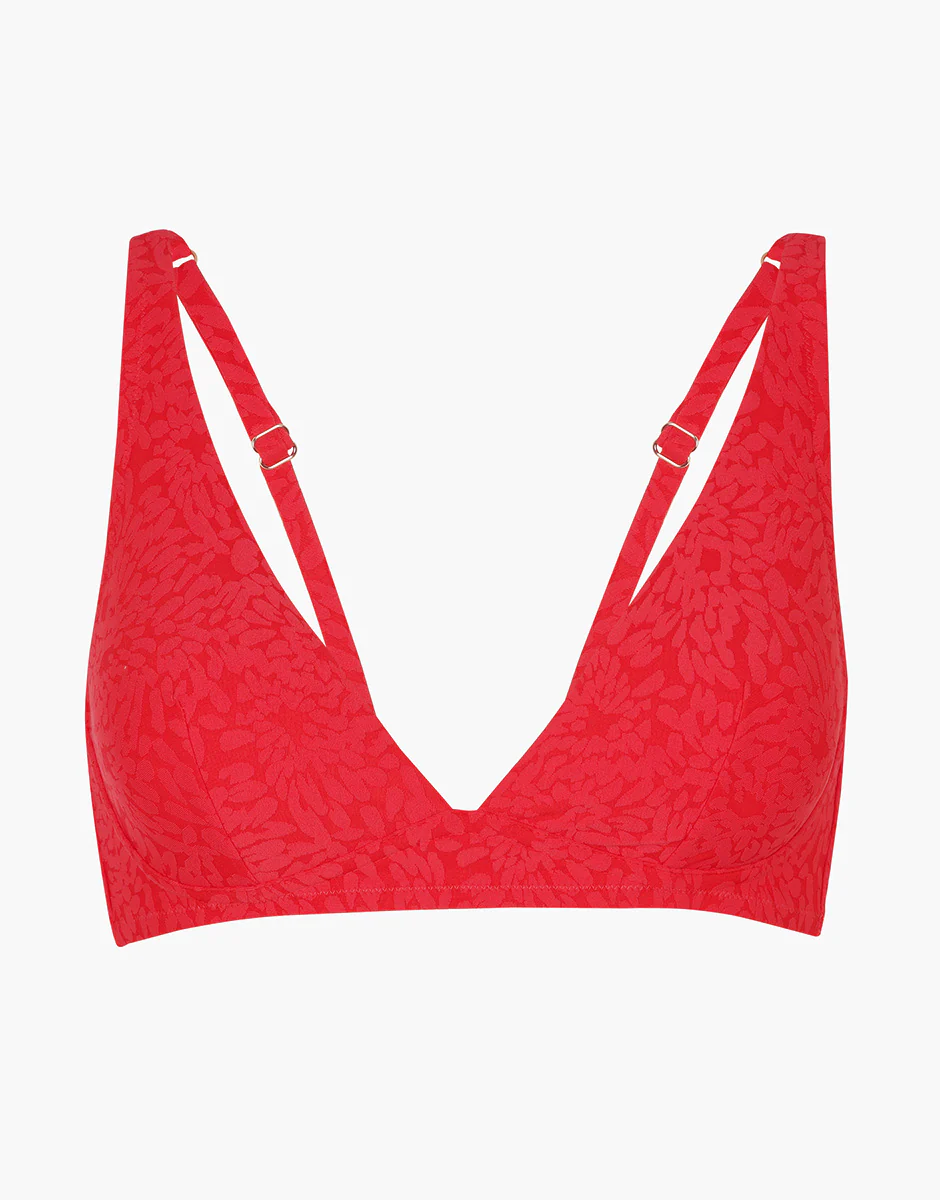 Costume Reggiseno Triangolo senza Ferretto Festival Jacquard, rosso ibisco - Image 5