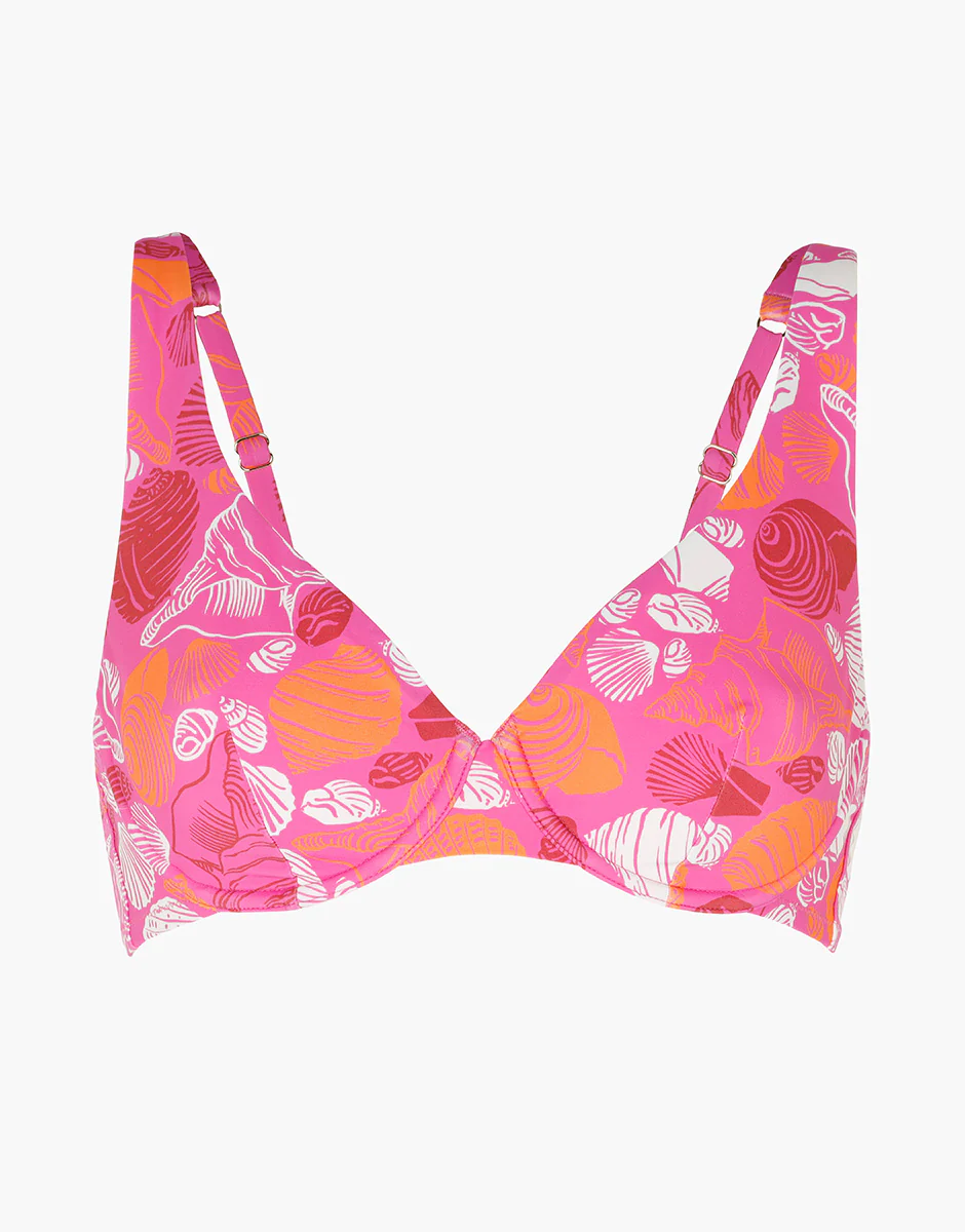 Costume Reggiseno Vela con Ferretto RCS Recycled, fucsia stampa conchiglie - Image 6