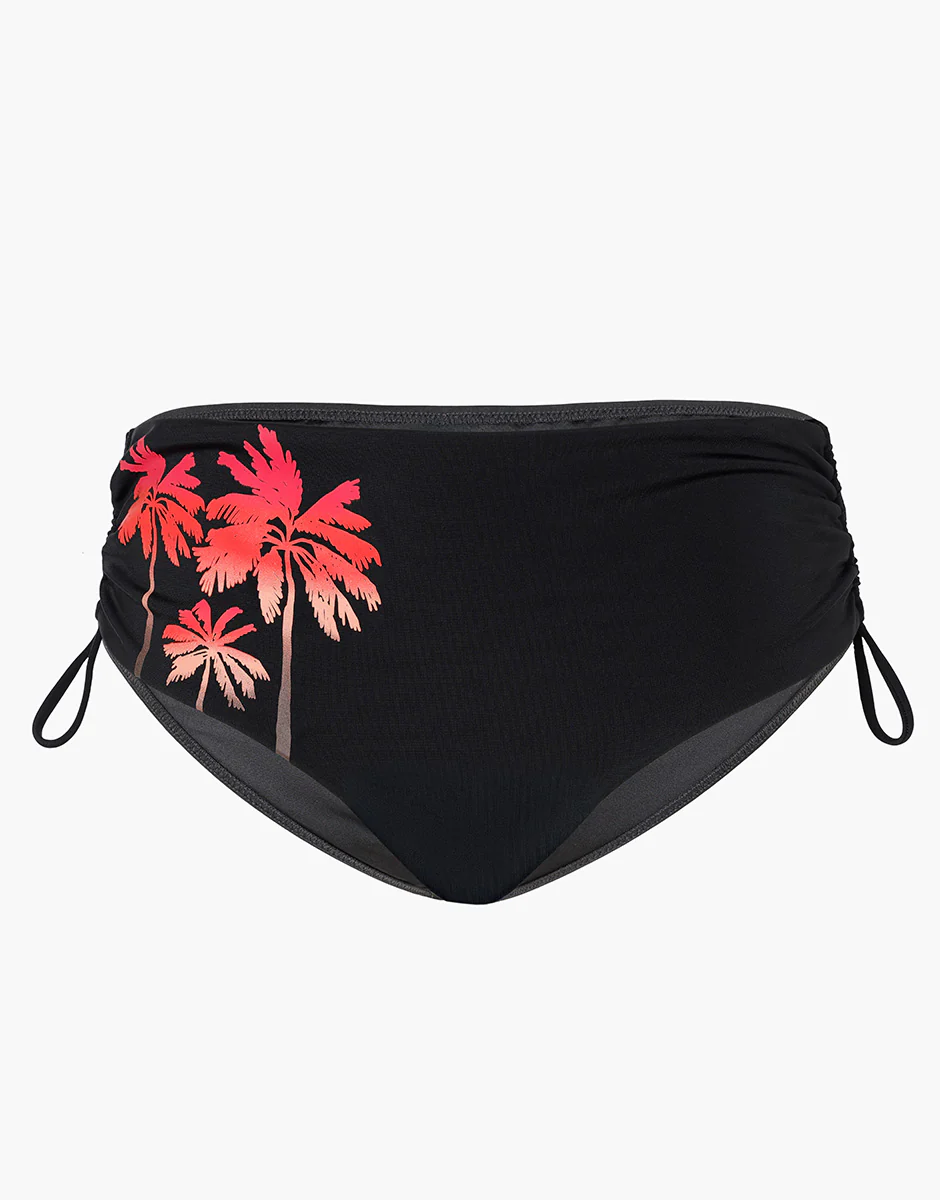 Costume Slip Alto con Coulisse Printed Shaping Micro, nero stampa palma - Image 5