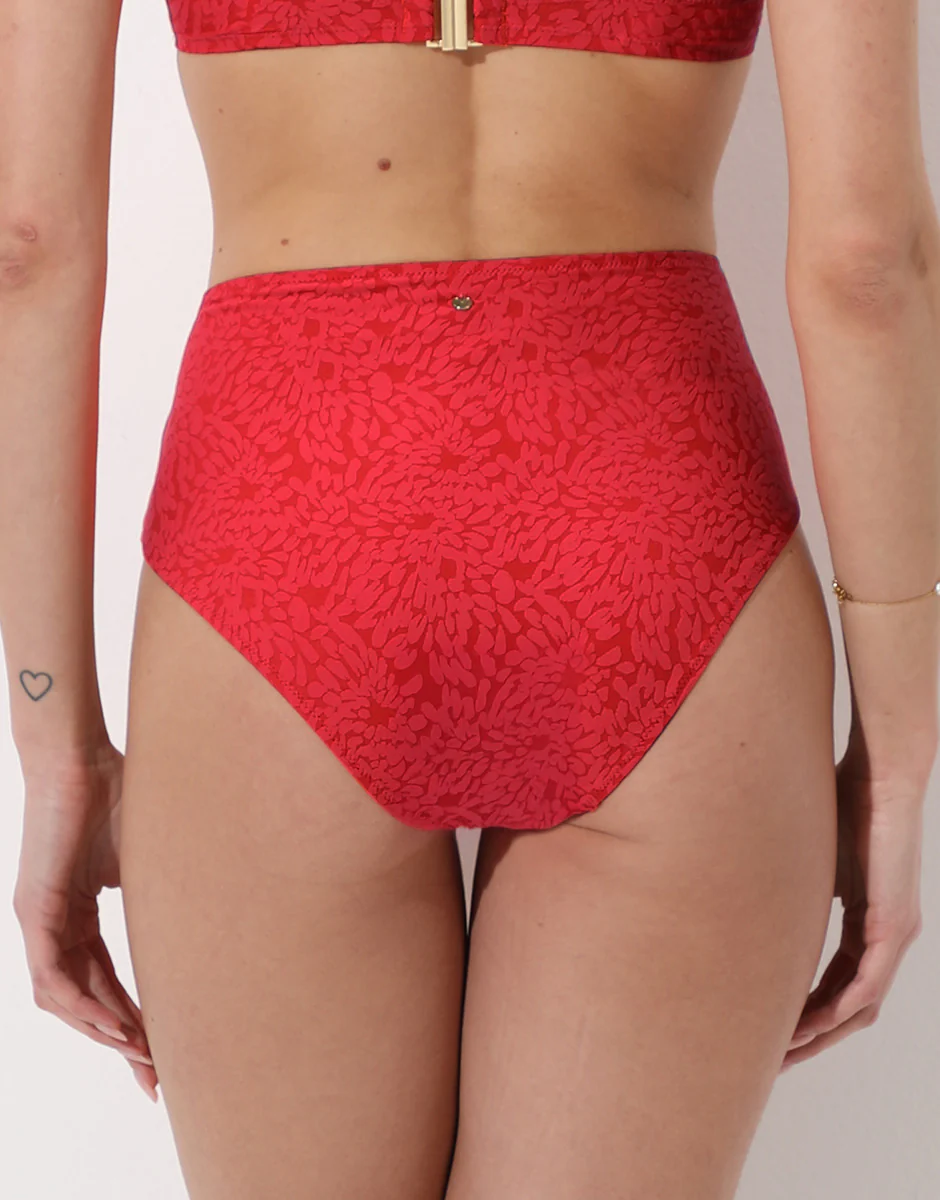 Costume Slip Alto Festival Jacquard, rosso ibisco - Image 3