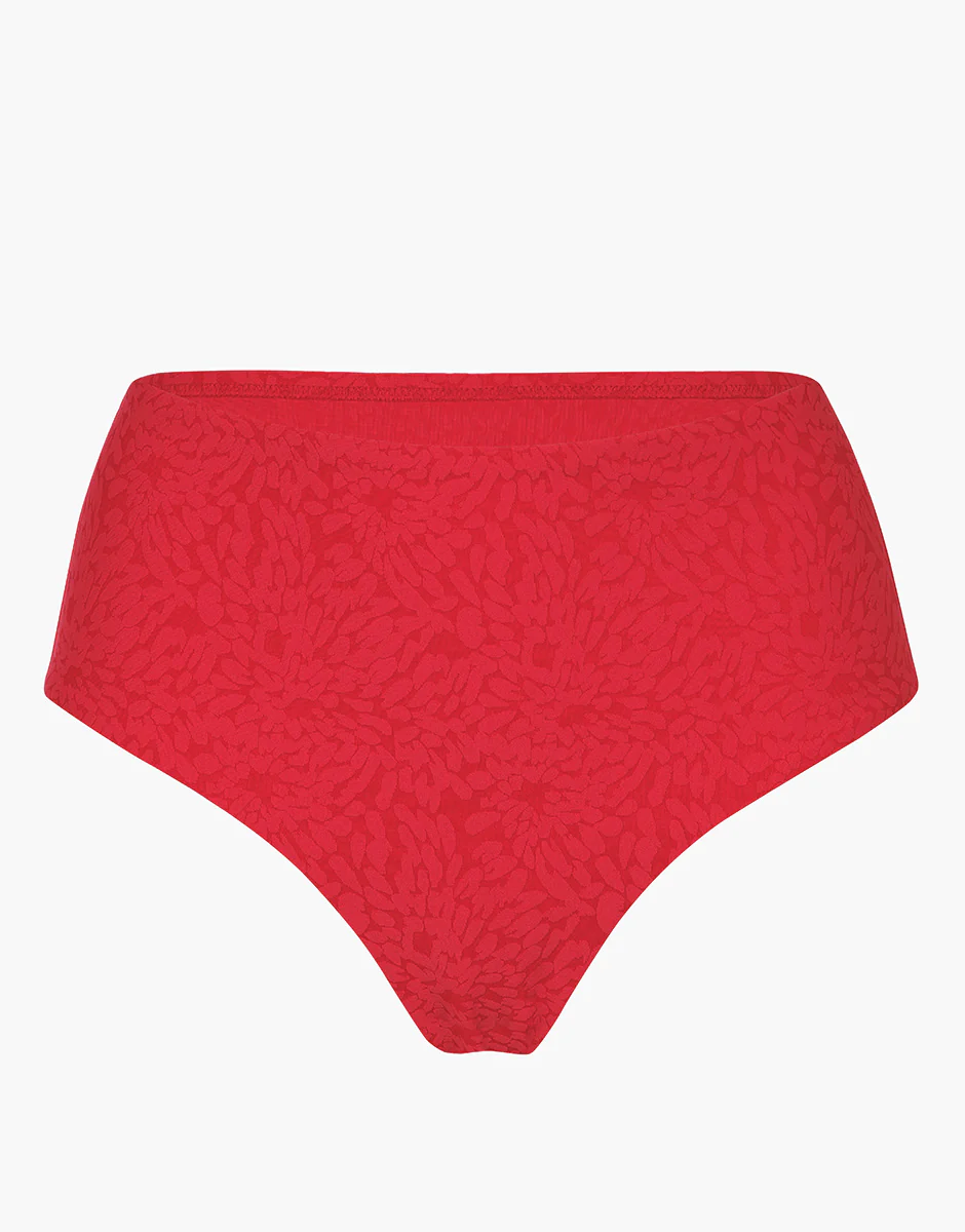 Costume Slip Alto Festival Jacquard, rosso ibisco - Image 5