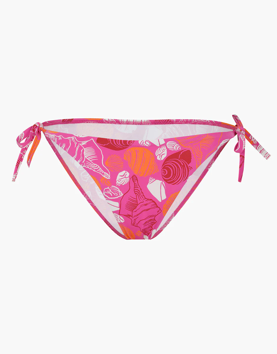Costume Slip con Laccetti RCS Recycled, fucsia stampa conchiglie - Image 5