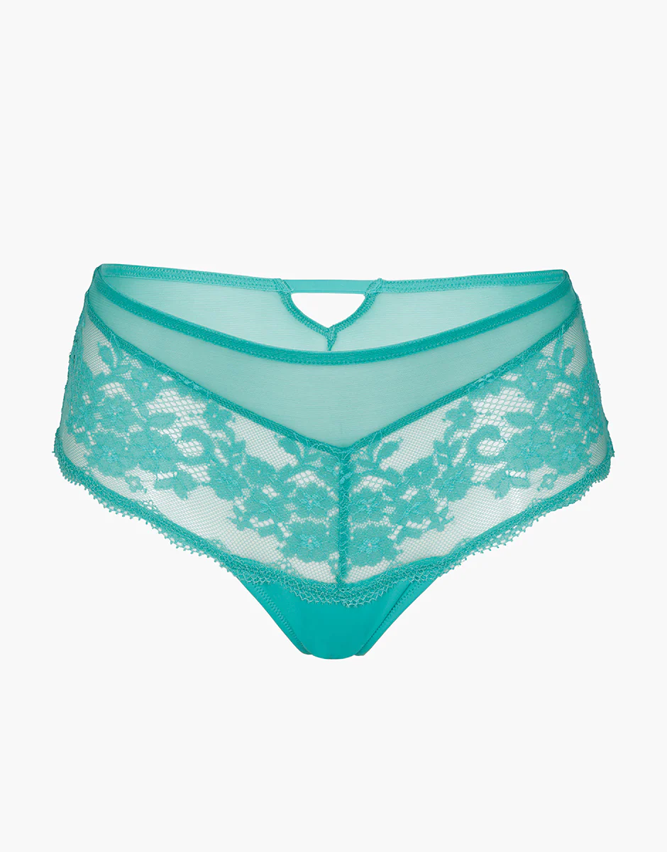 Culotte brasiliana Flower Dreams in tulle, pizzo e microfibra, menta - Image 5