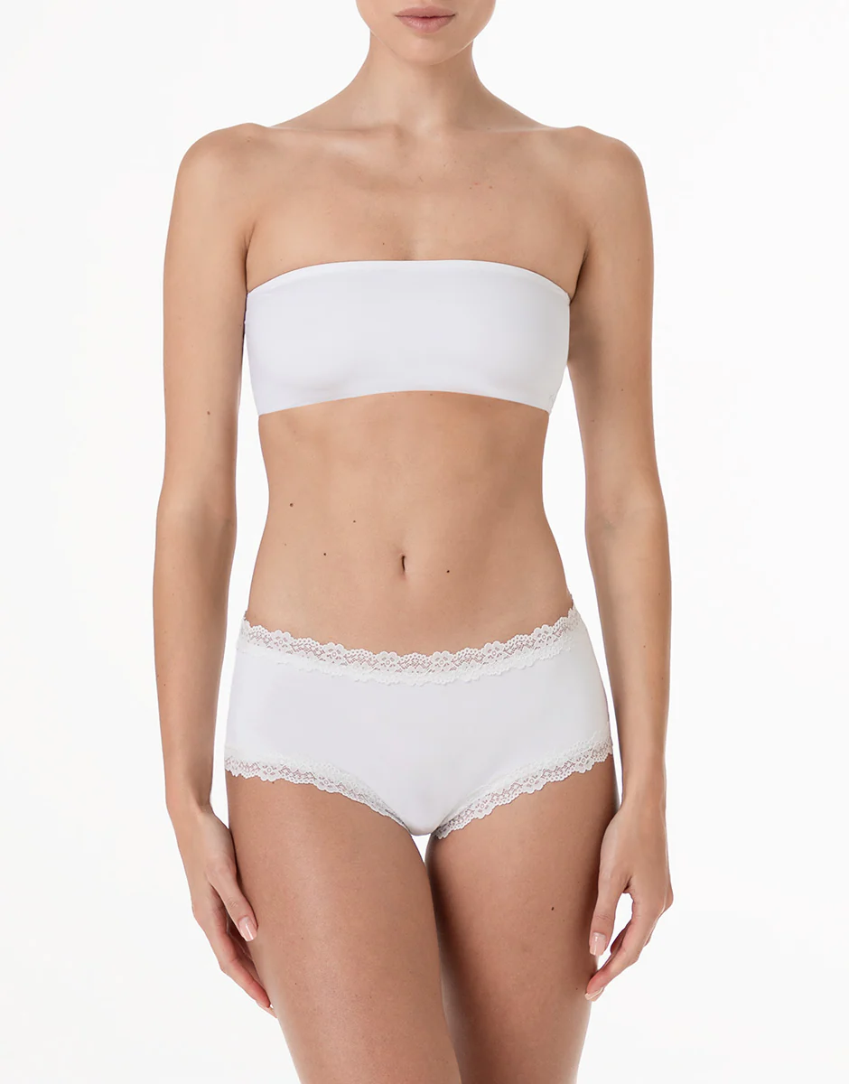 Culotte Lacy Micro in microfibra con pizzo, bianco - Image 3