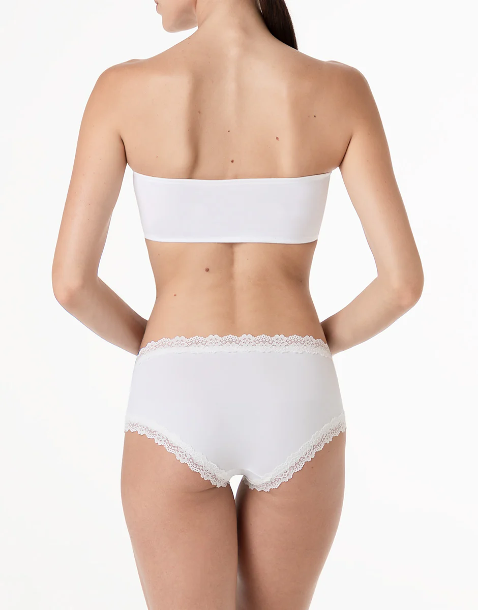Culotte Lacy Micro in microfibra con pizzo, bianco - Image 4