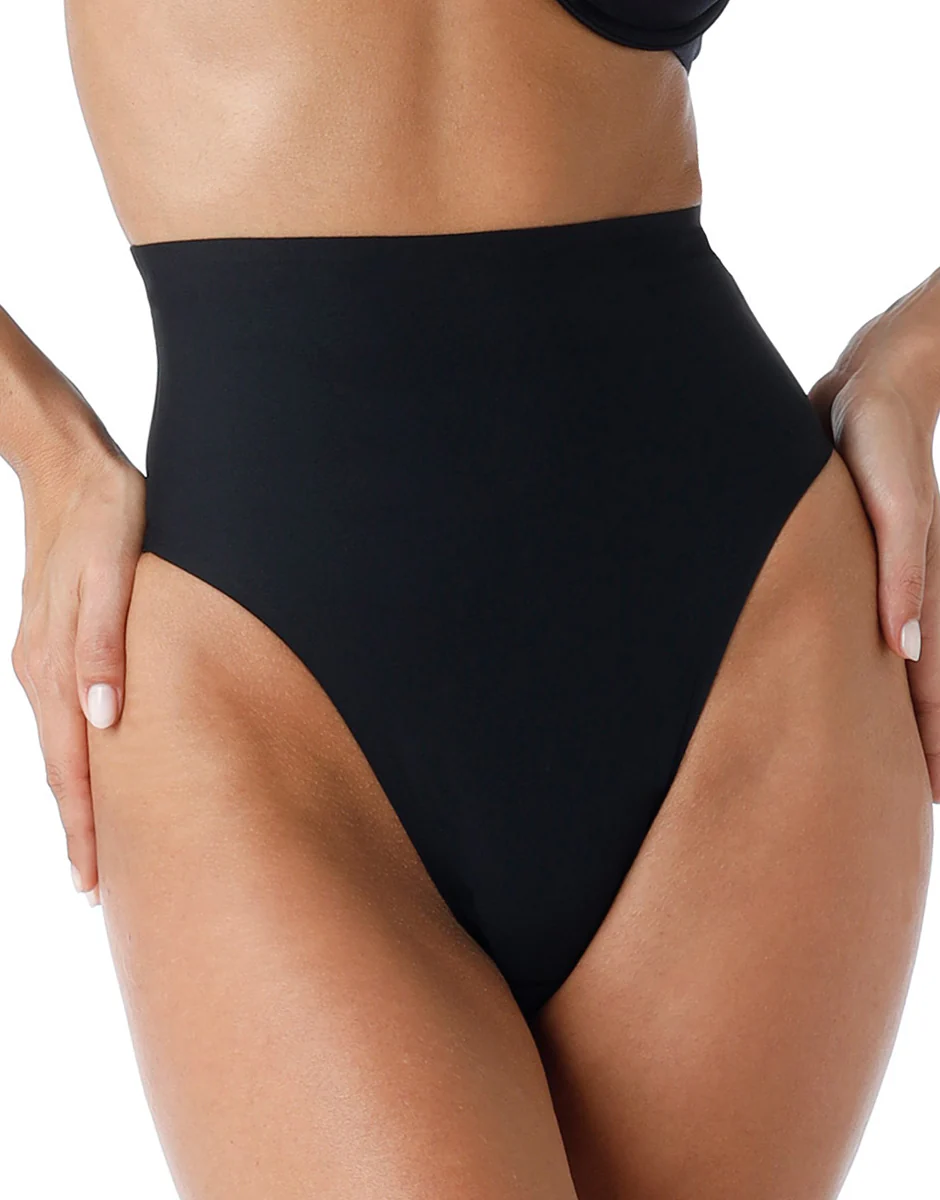 Guaina Perizoma Vita Alta modellante Smooth Shaping in microfibra, nero