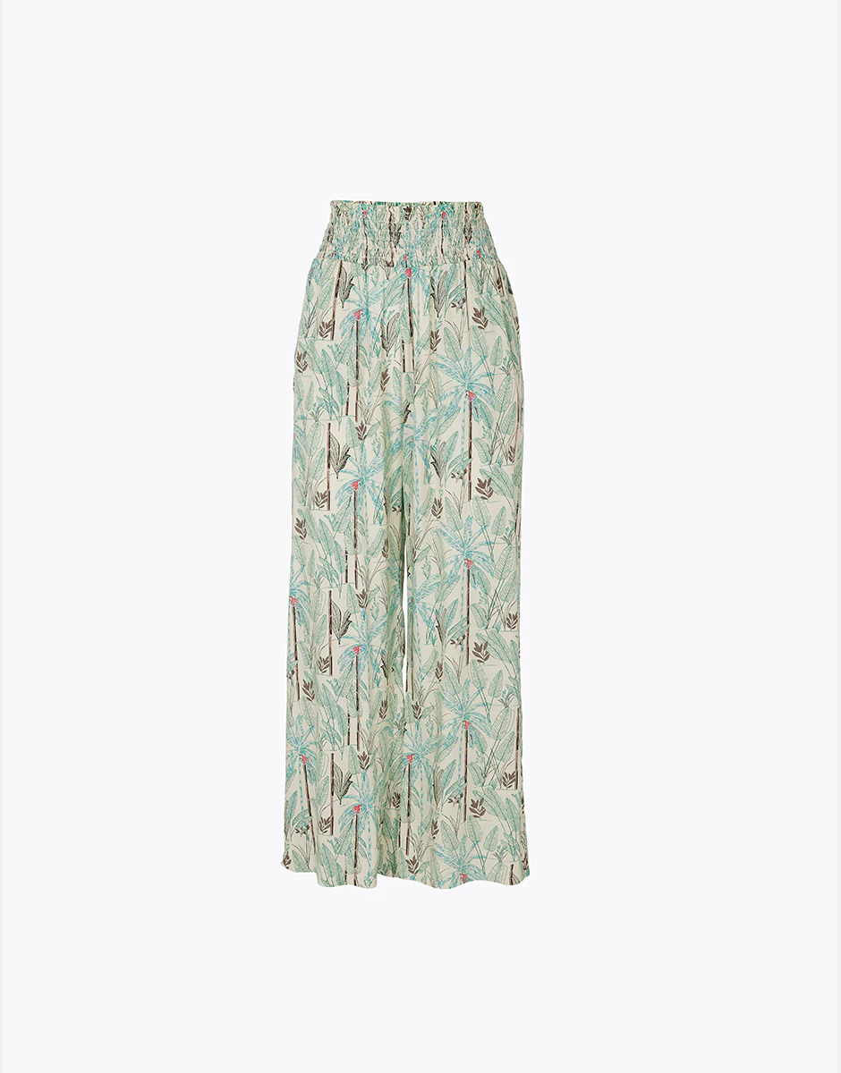 Pantaloni in viscosa, stampa tropicale - Image 3