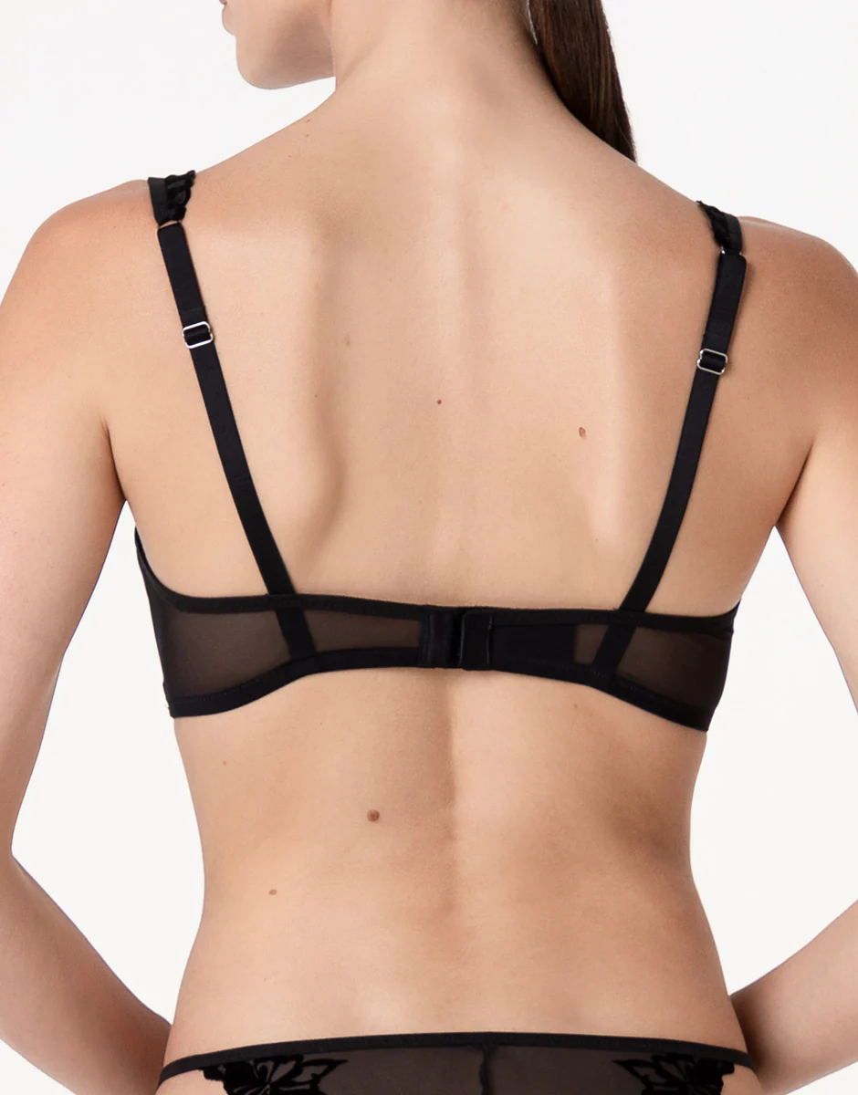 Reggiseno a Vela Senza Ferretto Velvet Embroidery in tulle e velluto, nero - Image 2