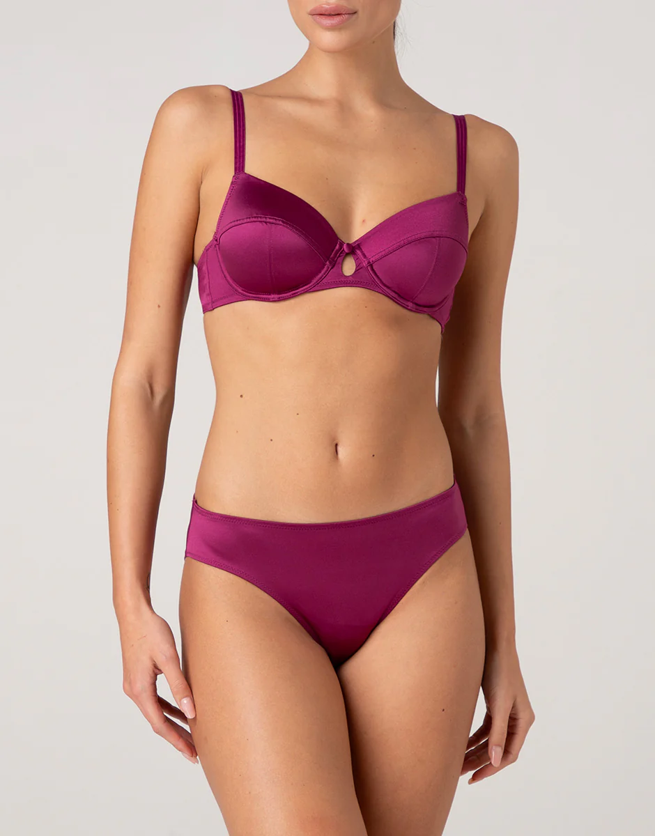 Reggiseno Balconcino con Ferretto Chic Micro in microfibra, lampone viola - Image 3