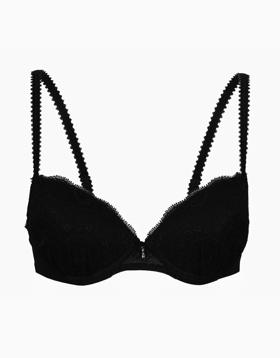 Reggiseno balconcino con ferretto e imbottitura Celebrity, nero, in pizzo elastico - Image 6