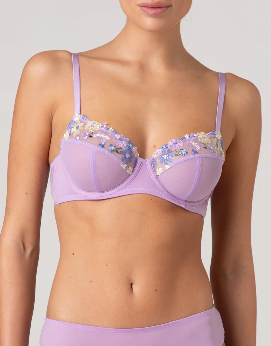 Reggiseno Balconcino con Ferretto Fairytale Embroidery in tulle ricamato, lavanda fiori