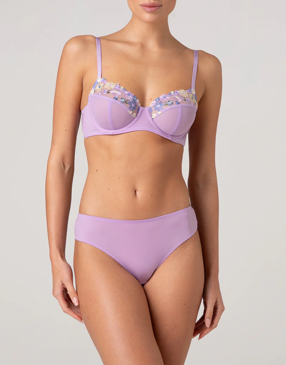 Reggiseno Balconcino con Ferretto Fairytale Embroidery in tulle ricamato, lavanda fiori - Image 3