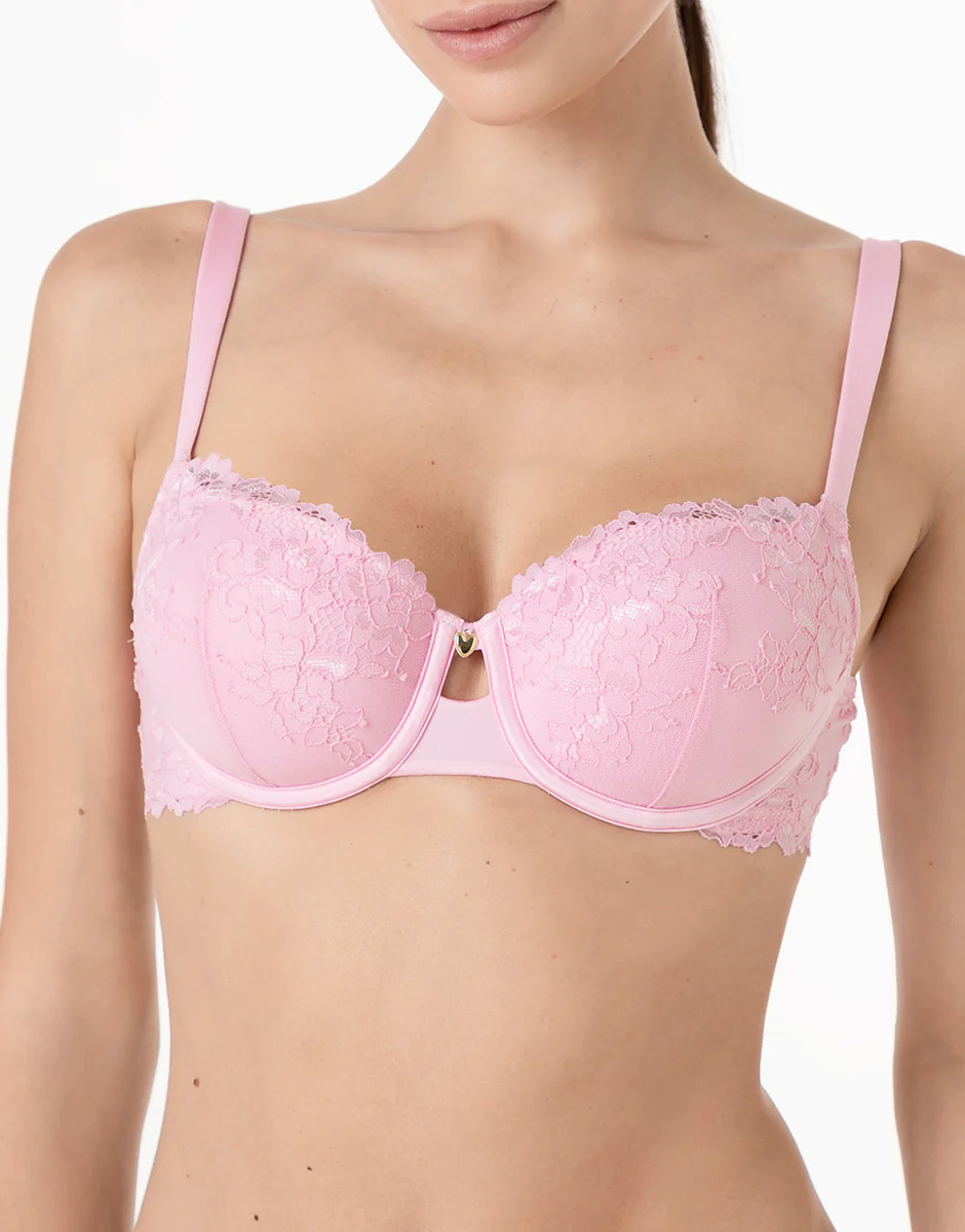 Reggiseno Balconette Imbottito con Ferretto Lux Lace in pizzo, rosa confetto - Image 5