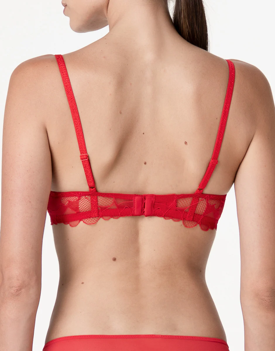 Reggiseno con Ferretto Push-Up Romance Hearts in tulle, rosso cuori - Image 2