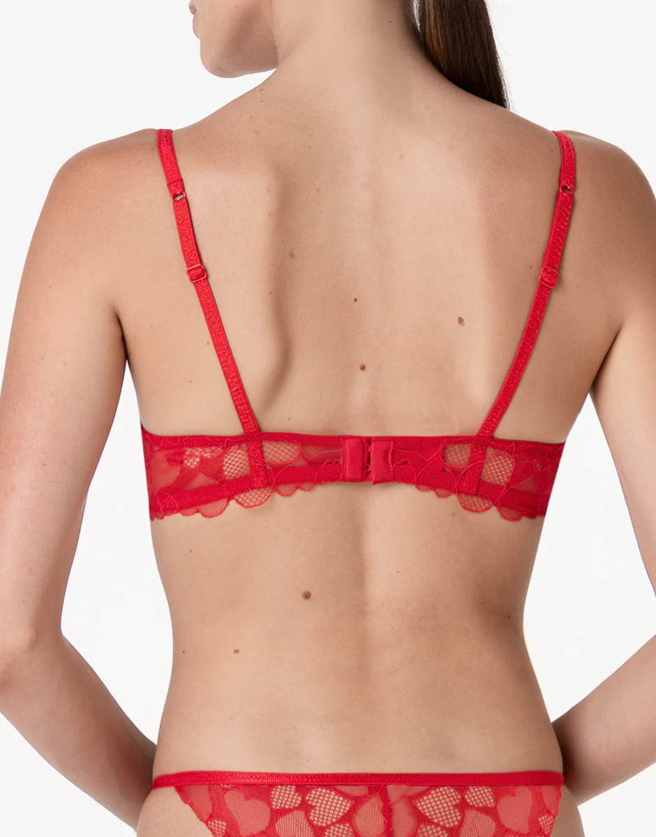 Reggiseno con Ferretto Romance Hearts in tulle, rosso cuori - Image 2
