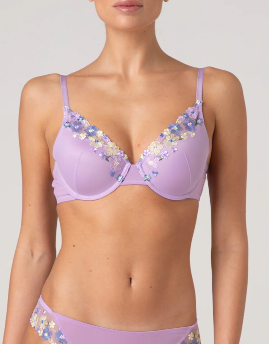 Reggiseno Imbottito con Ferretto Fairytale Embroidery in tulle ricamato, lavanda fiori