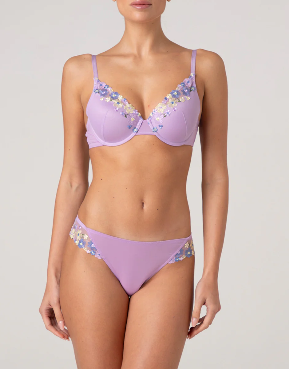 Reggiseno Imbottito con Ferretto Fairytale Embroidery in tulle ricamato, lavanda fiori - Image 3