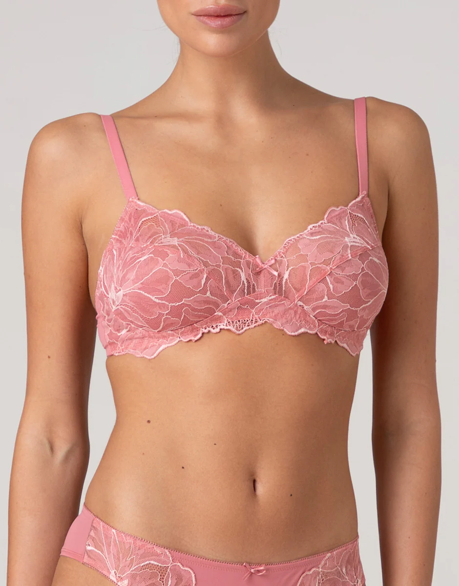 Reggiseno senza ferretto Floreal Lace in pizzo, rosa pesco