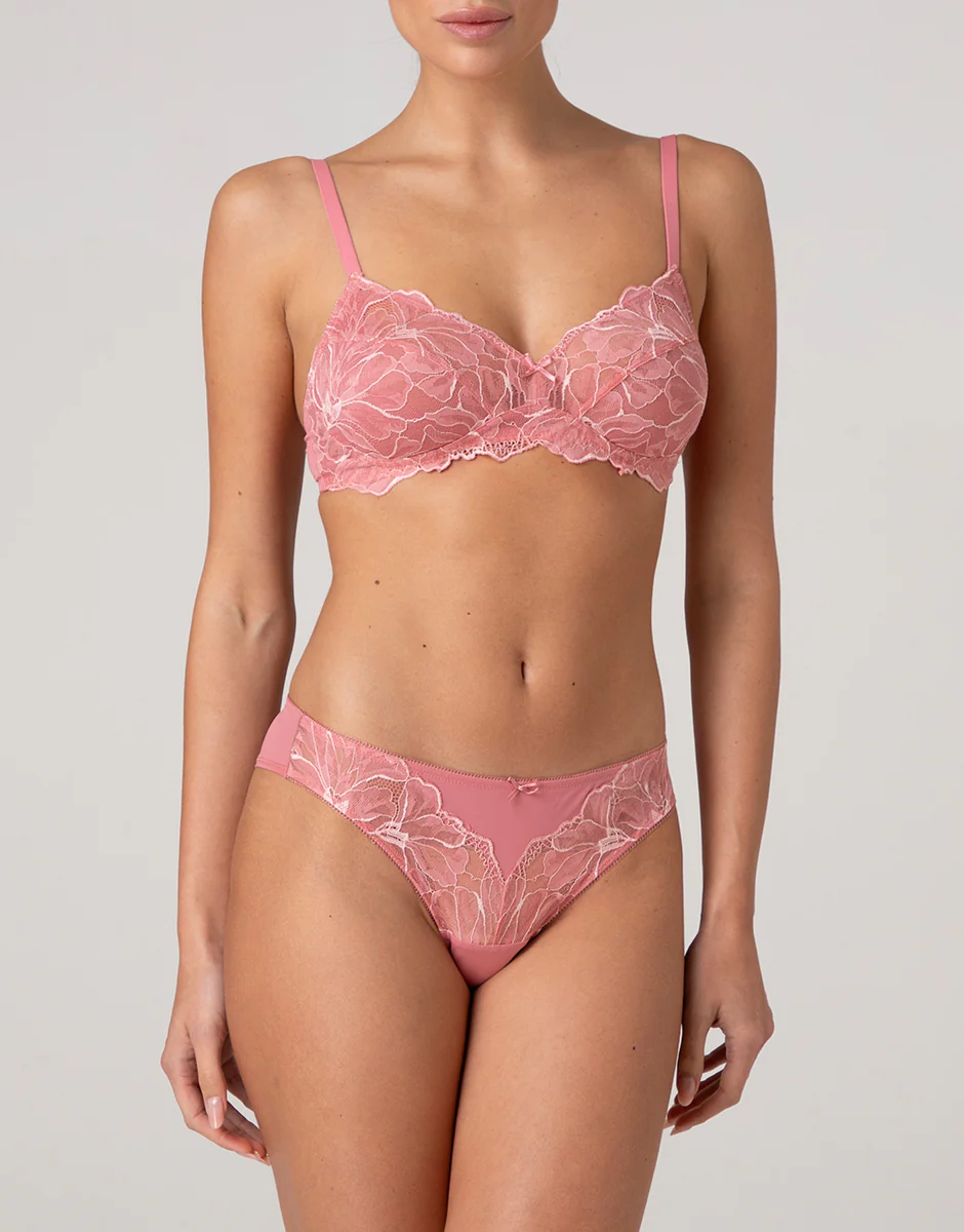 Reggiseno senza ferretto Floreal Lace in pizzo, rosa pesco - Image 3