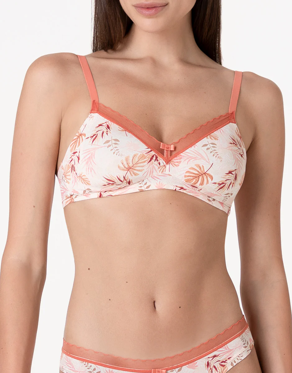 Reggiseno senza Ferretto My Daily Comfort Printed in microfibra, rosa polvere stampato